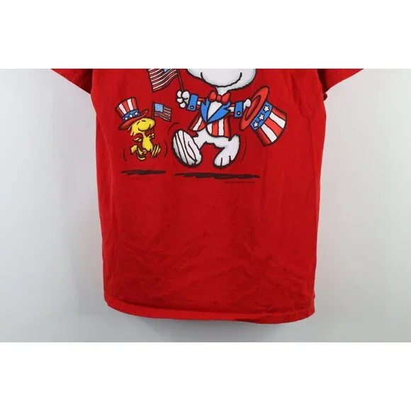 Vintage Snoopy Peanuts Mens Medium Faded Woodstock Snoopy Fourth of July T-Shirt - Picture 3 of 11